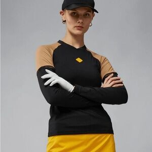 J.Lindeberg Black and Tan Fitted Long Sleeve Jersey